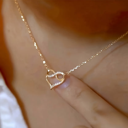 Women's Elegant Heart Pendant Necklace with Zirconia