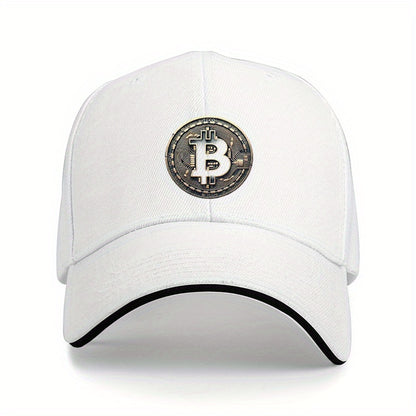 [Adventure Ready] Adjustable Bitcoin Logo Baseball Cap - Lightweight, Soft Polyester Dad Hat with White Accents, Ideal for Outdoor Activities, Fit, Outdoor Headwear | Sleek Cap Design | Durable Headgear