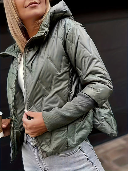 Women'S Lightweight Hooded Zip-Up Jacket - Casual Long Sleeve, Solid Color, Warm & Stylish for Fall/Winter, Perfect for Casual Attire, Casual Winter Wear | Hooded Zipper Jacket | Zippered Jacket