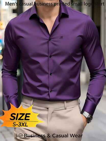 Men's Casual Long Sleeve Business Shirt for Spring and Fall