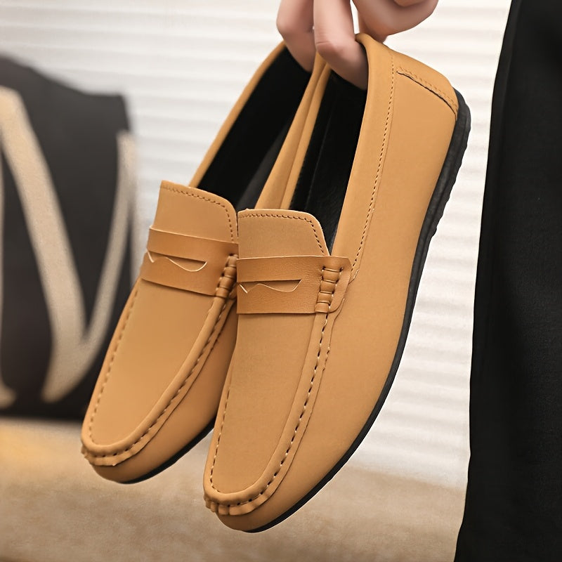 Men's PU Round-Toe Casual Loafers, Light and Comfortable