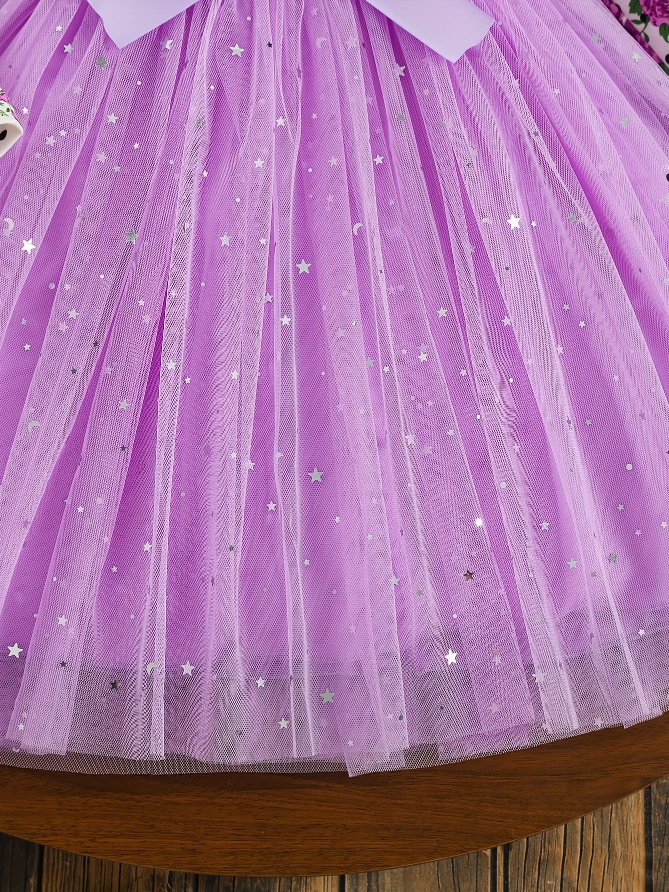 COVIVIKY Girls' Elegant Long Sleeve Party Dress with Puff Skirt & Sheer Panel - Knee-Length A-Line Wedding Prom Dress, Belted Waist Bow & Netting Trim, Hand Washable Winter Formal Gown for Girls (Age 4-12)