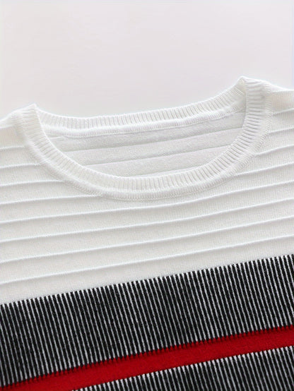 New Fashion Men'S Long-Sleeve Pullover with Contrasting Striped Knit from Tie Mu Zhen OBM.