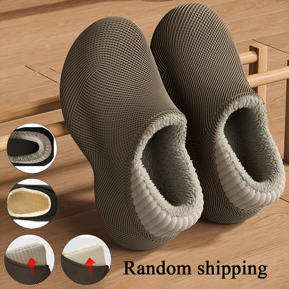 Men's Casual Slip-On EVA Slippers with Fleece Lining for Fall Winter
