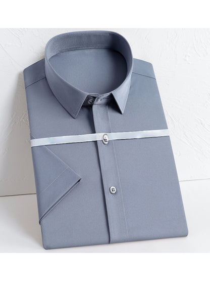 Men's Slim Fit Summer Short-Sleeve Cotton Blend Shirt