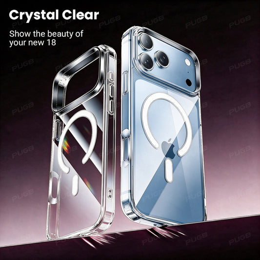 Transparent Magnetic Wireless Charging Phone Case for iPhone 13-18 Pro - ayq