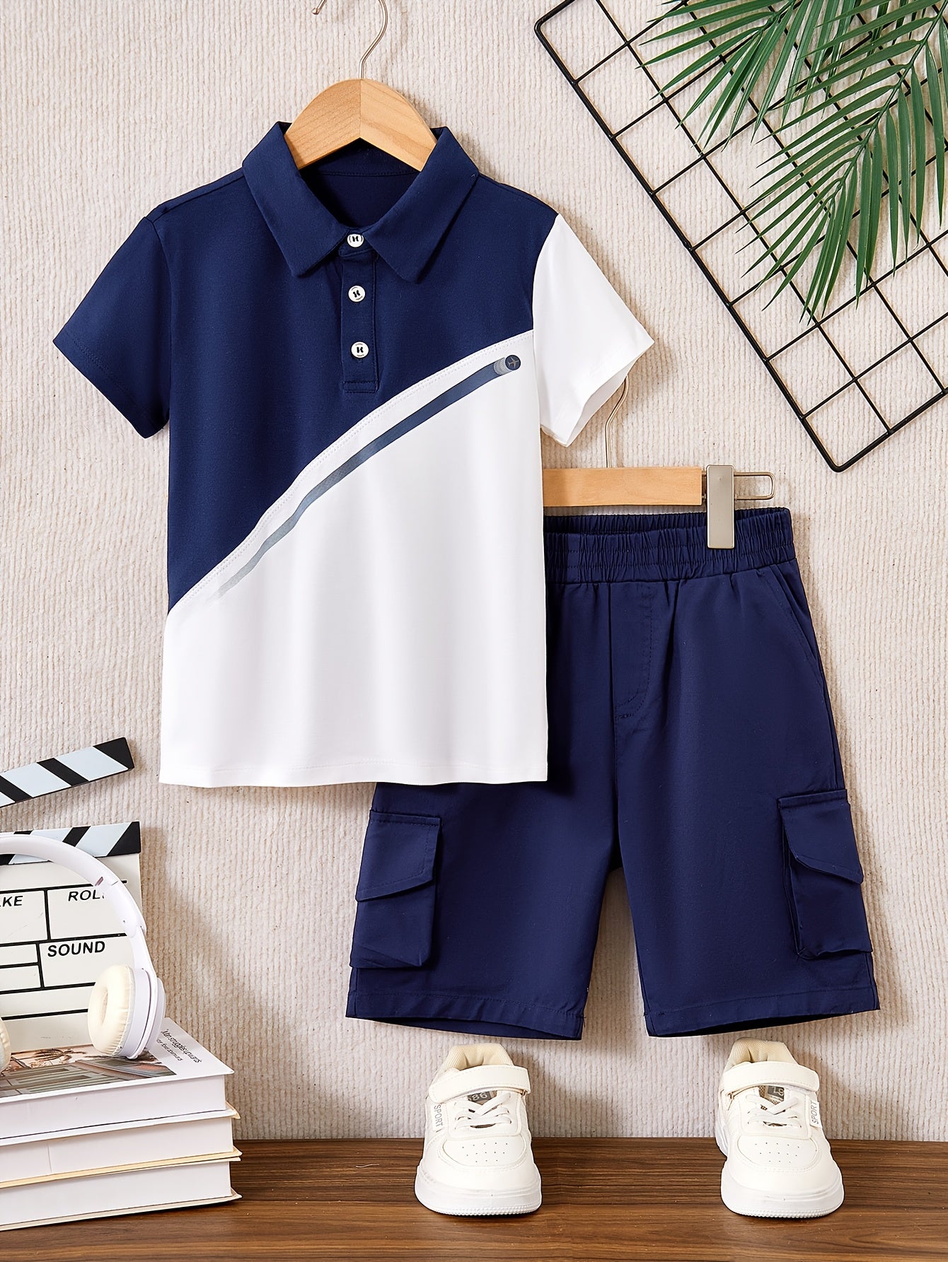 Boys' Summer 2-Piece Cotton Shorts Set with Polo T-Shirt