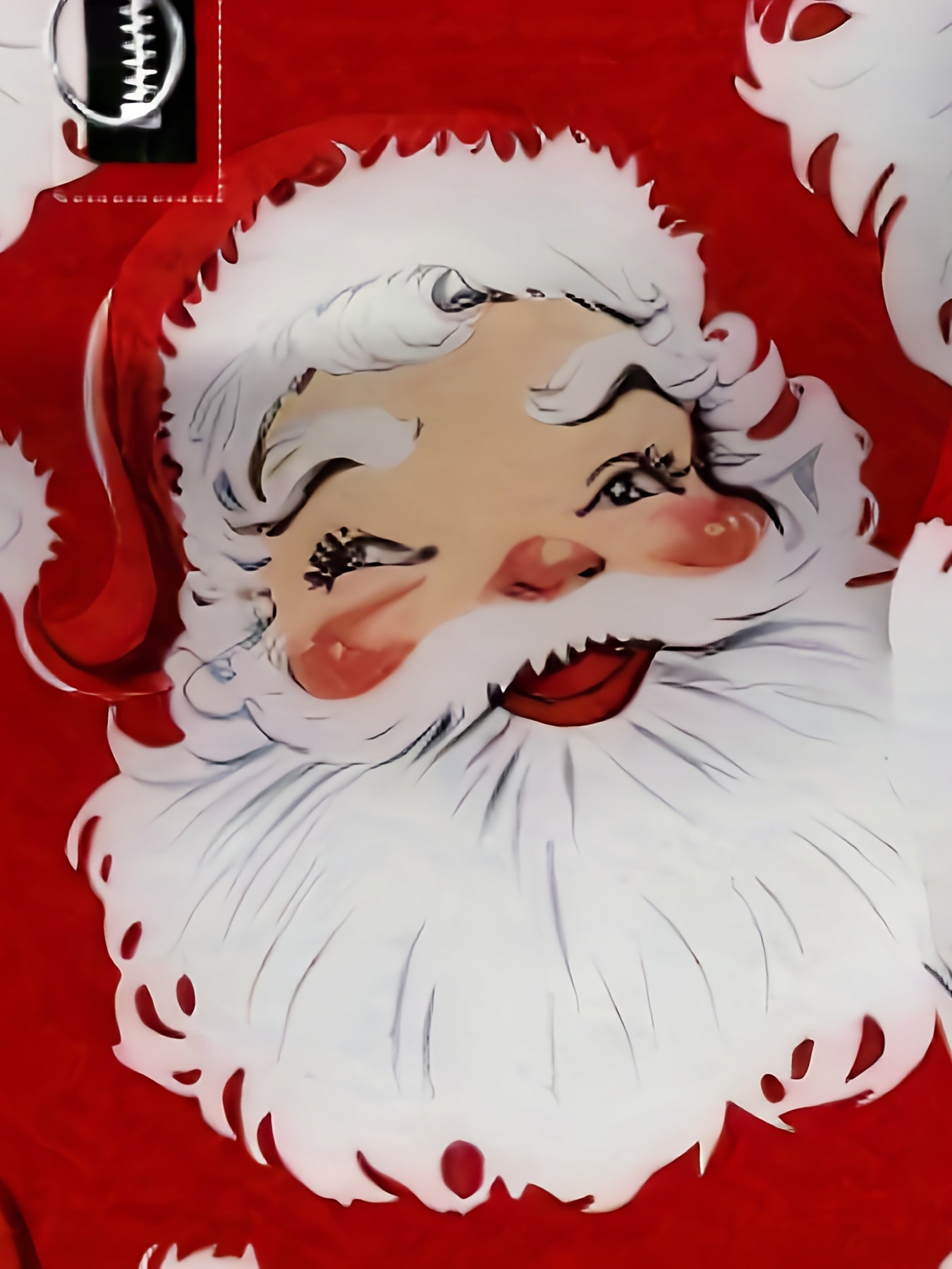 Plus Size, Plus Size Women's Christmas Santa Claus Print Sweater Dress-Like Jacket - Red & Full-Zip Long Sleeve Coat with White Collar, Machine Washable Polyester Holiday Party Outfit for Xmas, Office & Winter Events (Santa F - ayq