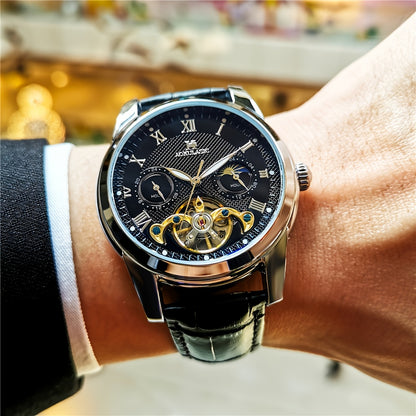 Large Gyroscopic Fully Automatic Mechanical Watch Men's Moon Phase Fashionable Versatile Wristwatch
