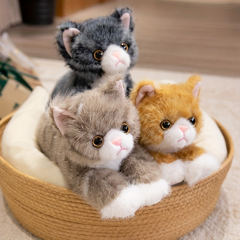 Premium Stuffed Animal Plush Toy Realistic Cat Plush Animals Cute Kitten Plushies Toy Gifts for Boys and Girls