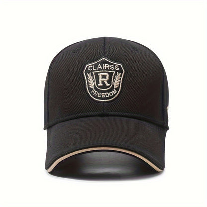 Unisex Baseball Cap with R Letter, Versatile Design, Wide-Brimmed Sun Hat with Badge for Large Head Sizes.