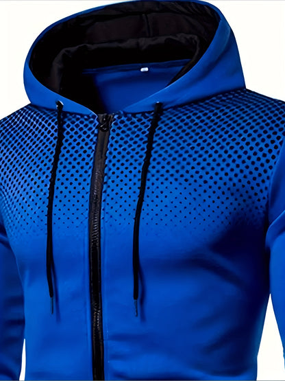 Men's Polyester Hoodie Zipper Sweatshirt for Fall Sportswear
