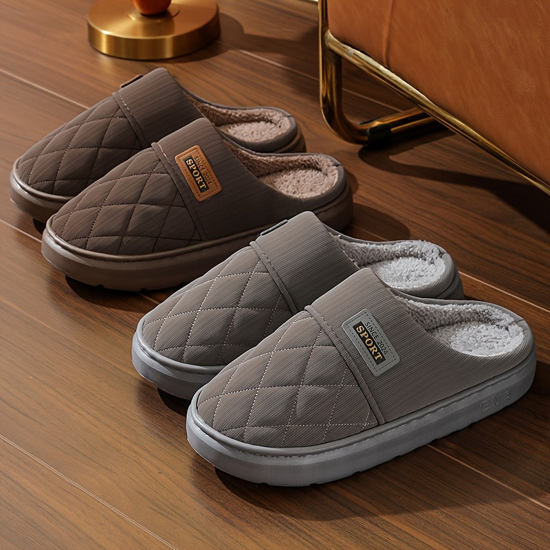 Men's Winter Oversized Slippers with Plush Lining & EVA Sole