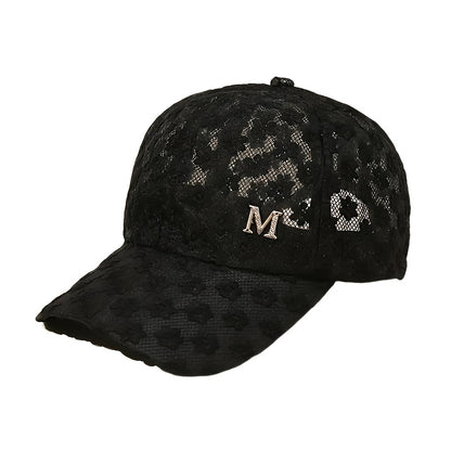 Adjustable Outdoor Casual Hat Breathable Hollow-Out Duckbill Cap Korean Style Summer Lace Flower Baseball Cap Fashion Versatile Sporty Hat Suitable for men and women.