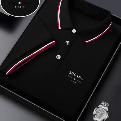 Men'S Stylish Polo Shirt with Milan Print, Perfect for Summer Sports And Casual Outings - ayq