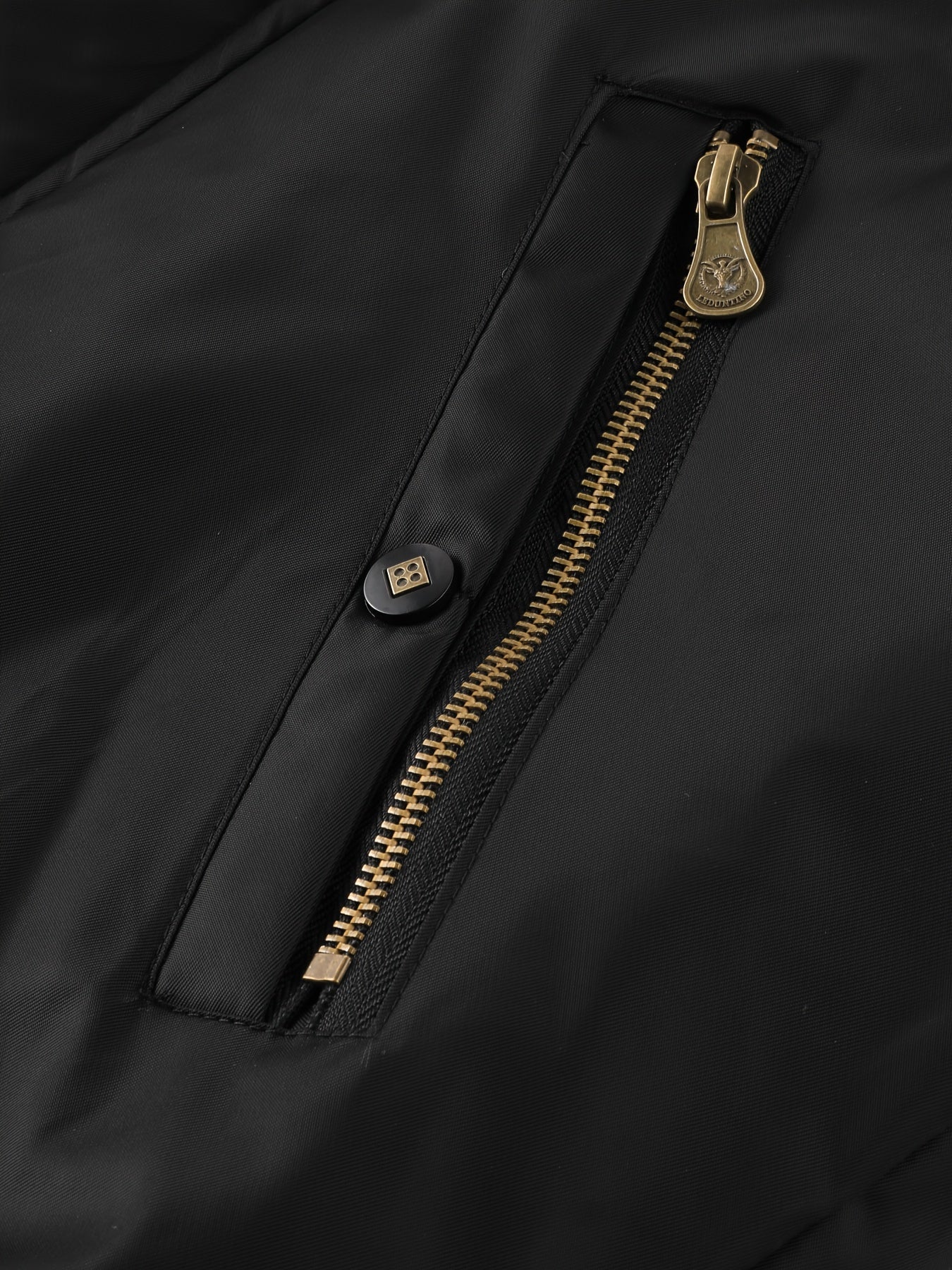 Men's Winter Coat - New Warm Hooded Jacket with Golden Print Accents, Loose Fit Casual Outerwear for Cold Weather, Machine Washable, Thick Comfort Plush Lining