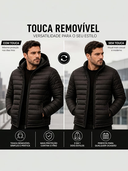 Men's Lightweight Packable Quilted Hooded Jacket for Winter