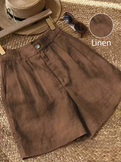 Elegant Women’s Linen Blend Summer Shorts with Pockets