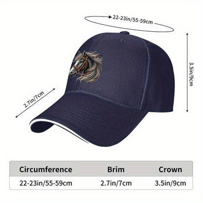 Vintage-Style Lightweight Baseball Cap with Horse Design