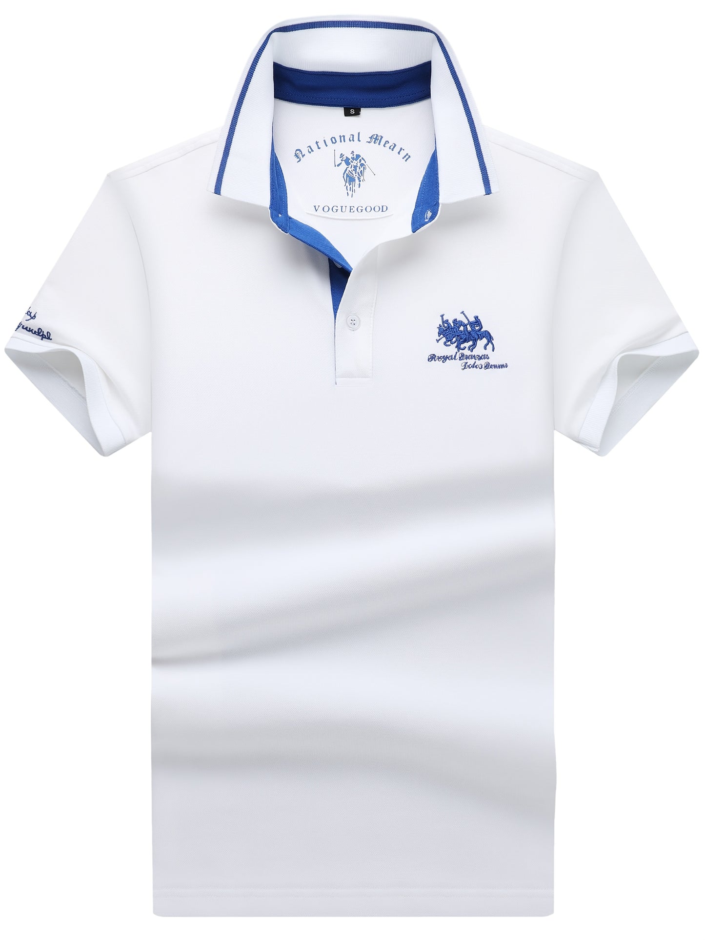 Men's Turn- Collar 95% Cotton 5 Spandex Embroidered T-Sshirt Short Sleeve Comfortable Breathability - ayq