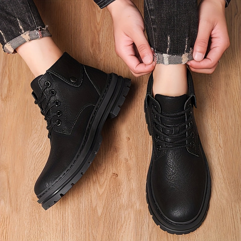 Men's Vintage Short Ankle Boots with Split Leather Upper