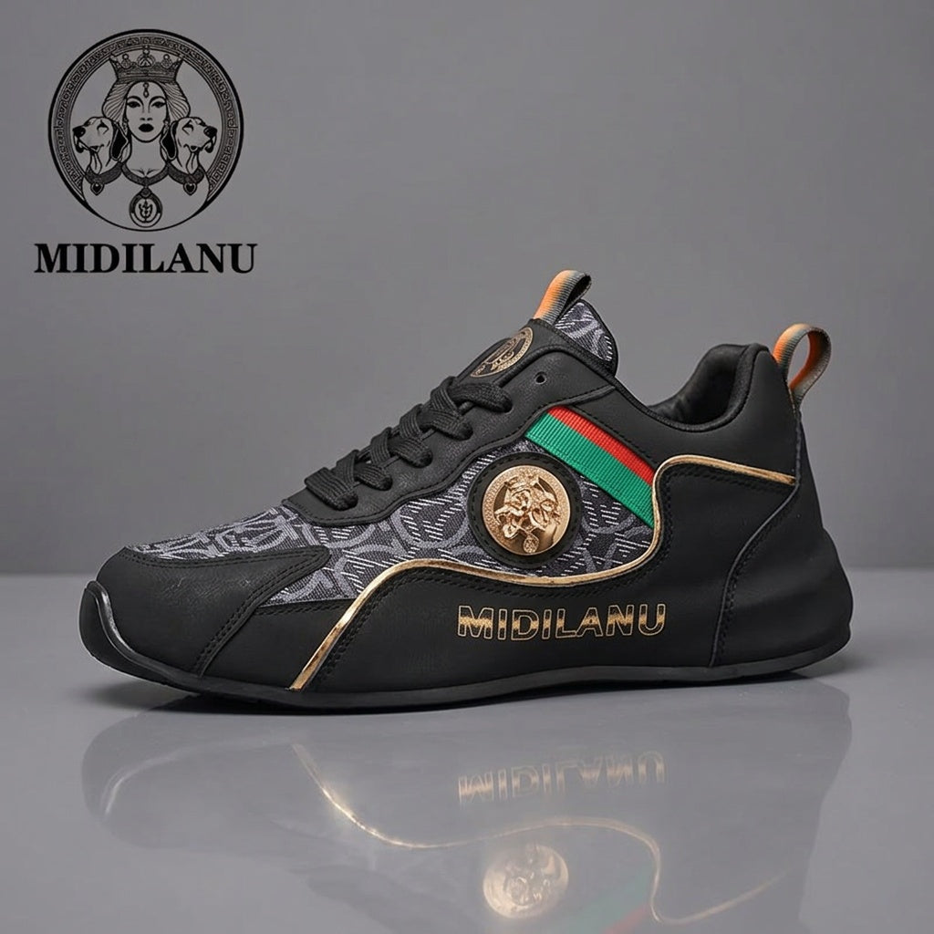 Men's Lightweight Casual Sneakers with Linear Design - All Season