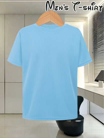 Men's Customizable Polyester T-Shirt with Crew Neck - Breathable Summe