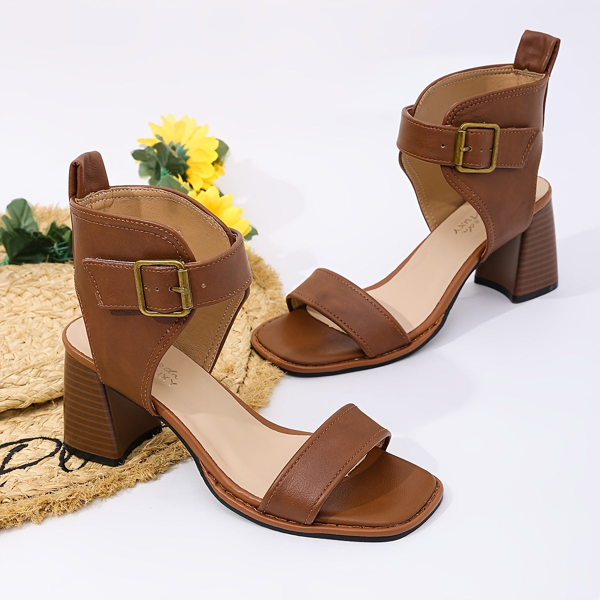 Women's Ultrahigh Heel Open Toe Sandals with Buckle