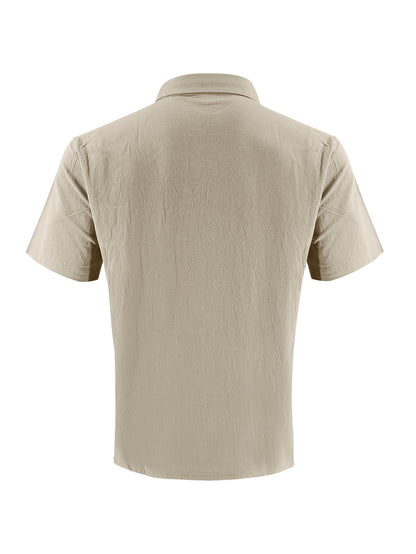 Men's Summer Linen Shirt and Long Pants Set Casual Loose Fit