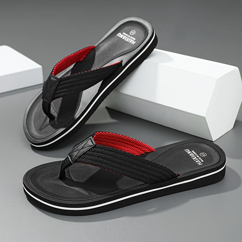 Men's Anti-Slip Flip Flops with Soft Fabric Straps