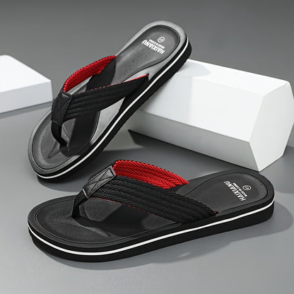 Men's Anti-Slip Flip Flops with Soft Fabric Straps