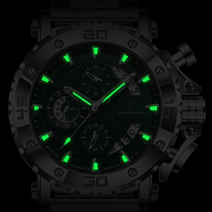 POEDAGAR Luxury Business Calendar Multi functional Waterproof Sports Men's Quartz Watch, Sports Wristwatch, Business Timepiece, Elegant Watch, Sleek Design, Precision Movement, Durable Construction, Wristwatch for Men, Quartz