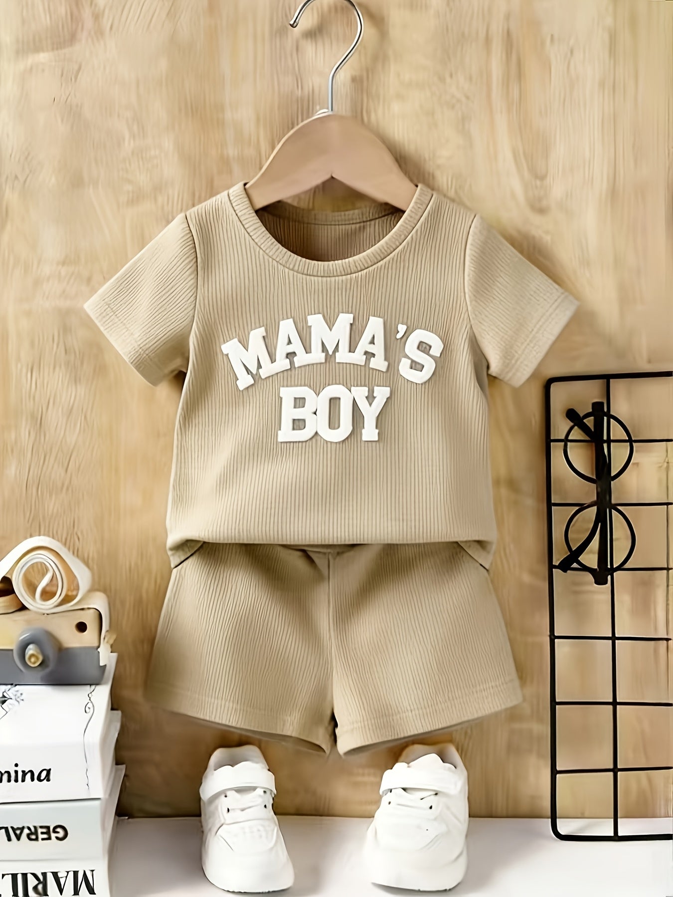 Boys' Casual Summer 2-Piece Pullover Set with Alphabet Print