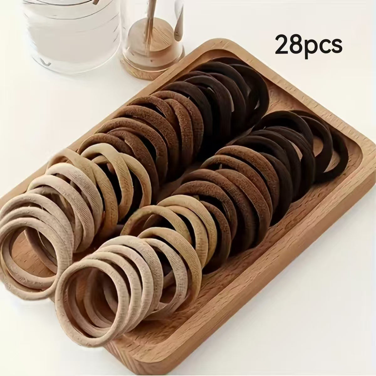 28/35pcs Solid Color Elastic Hair Ties - Durable Ponytail Holders