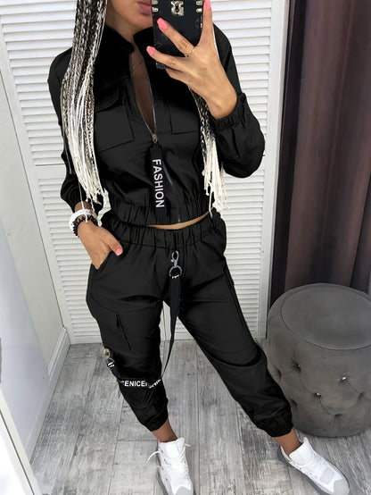 Directional HZ2386 Women's Fashion Casual Cargo Zip-Up Two-Piece Set