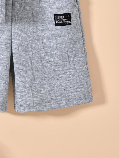 Boys' Stylish White Short Sleeve T-Shirt + Casual Shorts + Fashion Crossbody Bag Set, Perfect for Outdoor