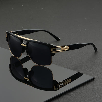 Unisex Oversized UV400 Retro Sunglasses with Golden Hinge
