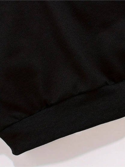 Boys' Fashionable Long-Sleeve Crew Neck Sweatshirt with Christmas Pattern and Letter Print, Casual Street Style for Spring, Autumn, Winter - Polyester