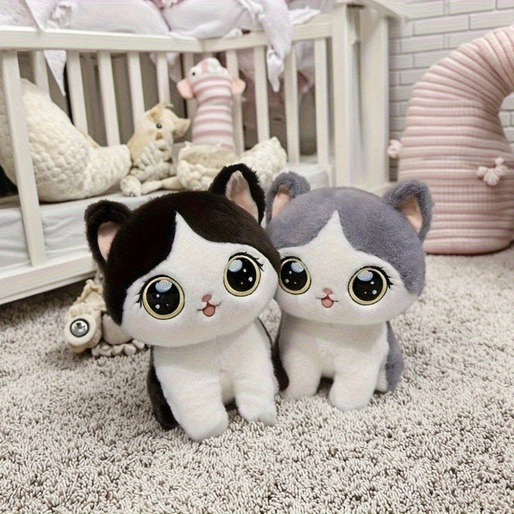 A New Cute Cartoon Plush Toy of a Small Cat, Available in Gray And Black Styles, Perfect As a Holiday Gift, Present, Christmas Surprise, Thanksgiving Gift, Friend Gift, Holiday Present, Day Gift, Couple'S Gift, Valentine'S Da