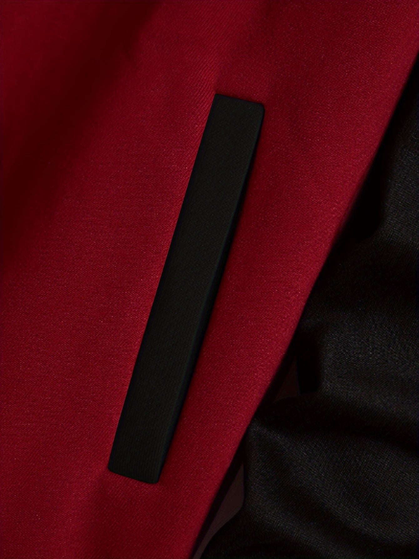 Men's Fashionable R-Letter Patchwork Casual Street Style Baseball Jacket - Polyester, Maroon & Black with White Stripes, Button Closure, with Pockets