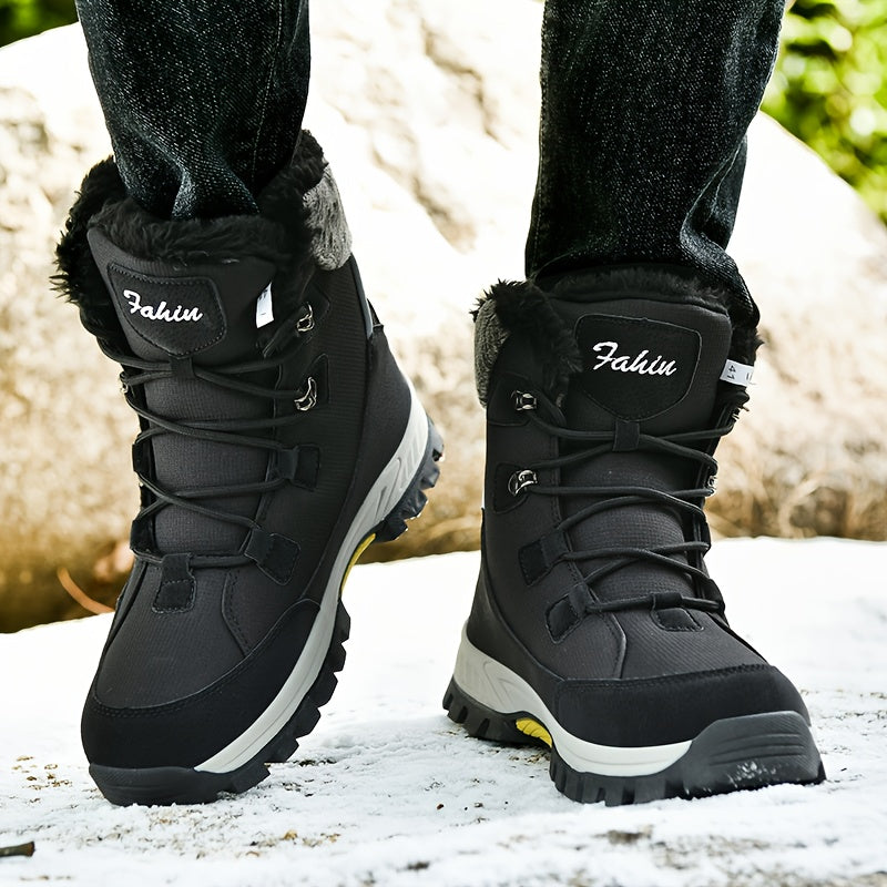 Men's & Women's Winter Snow Boots with Plush Lining & Slip-Resistant Rubber Sole - High-Ankle Lace-Up PU Shell, Insulated Cold-Weather Traction for Hiking, Hunting, Outdoor Activities - Unisex Heavy-Duty Round-Toe Boots for M