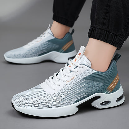 Men's Fashion Sports Sneakers, Breathable Mesh Fabric Upper, Comfortable Lace-Up Running Shoes with PVC Sole and Cloth Insole for All Seasons