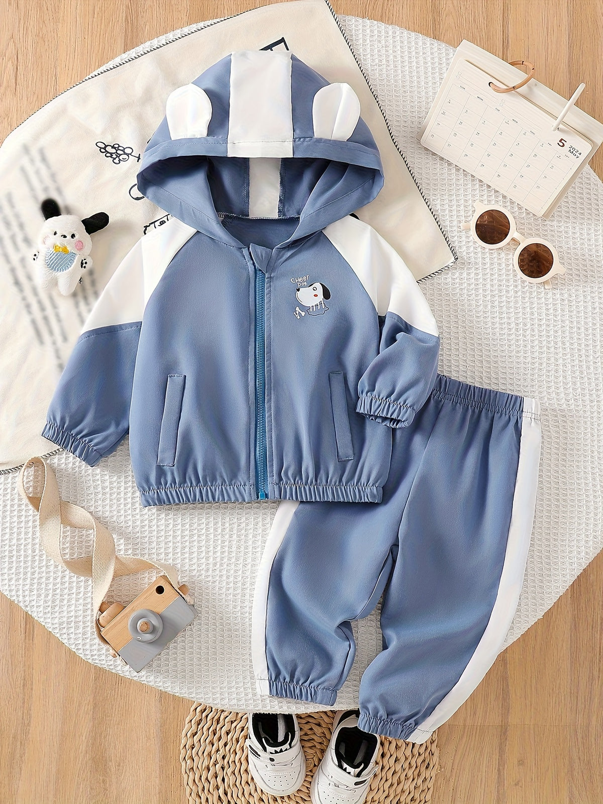Boys' Casual Hooded Jacket & Ankle-Tied Pants Set for Spring/Fall - ayq