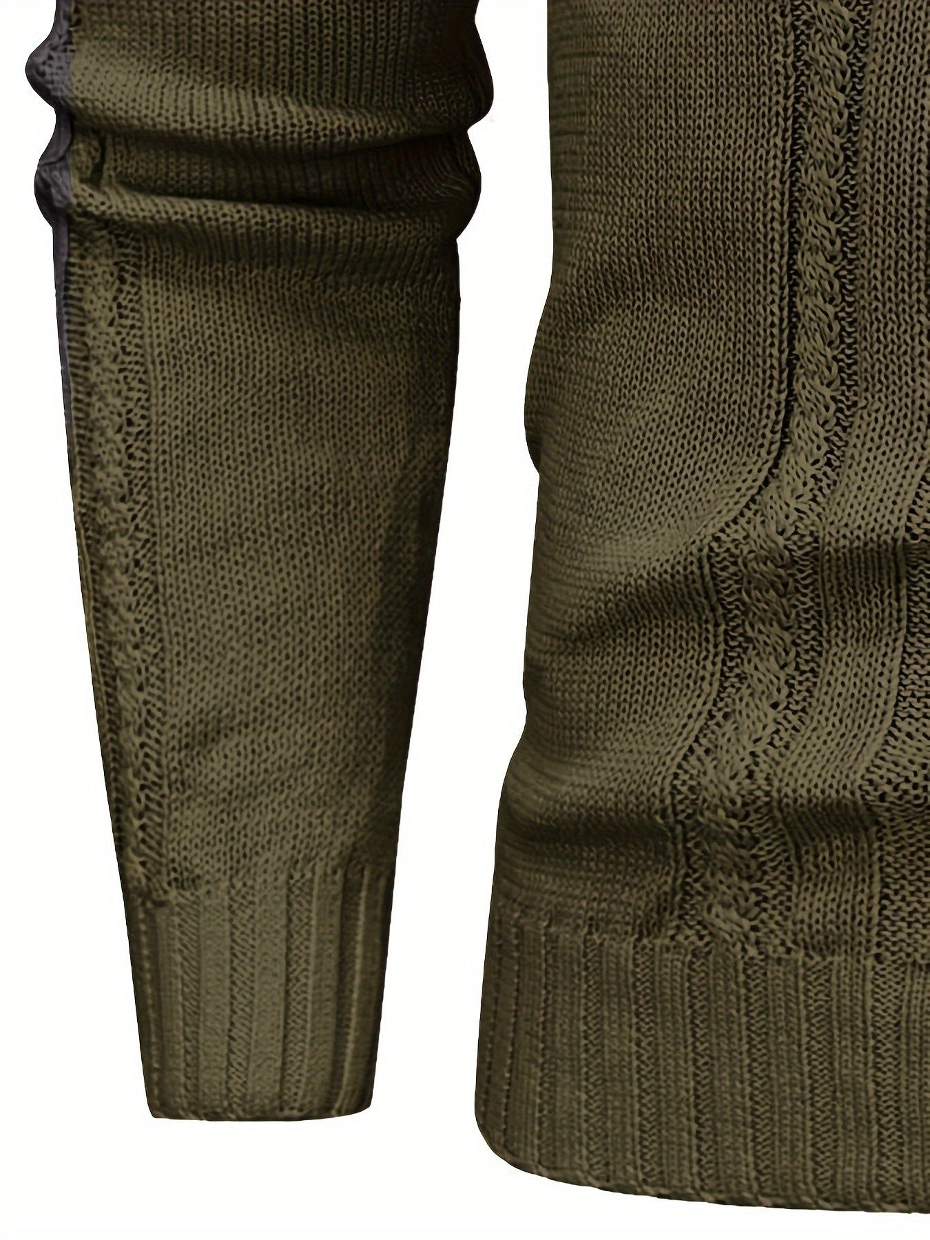 Men's High Collar Warm Knit Sweater - Stretchy Fashion Ribbed Pullover, Elegant Gentleman Cardigan