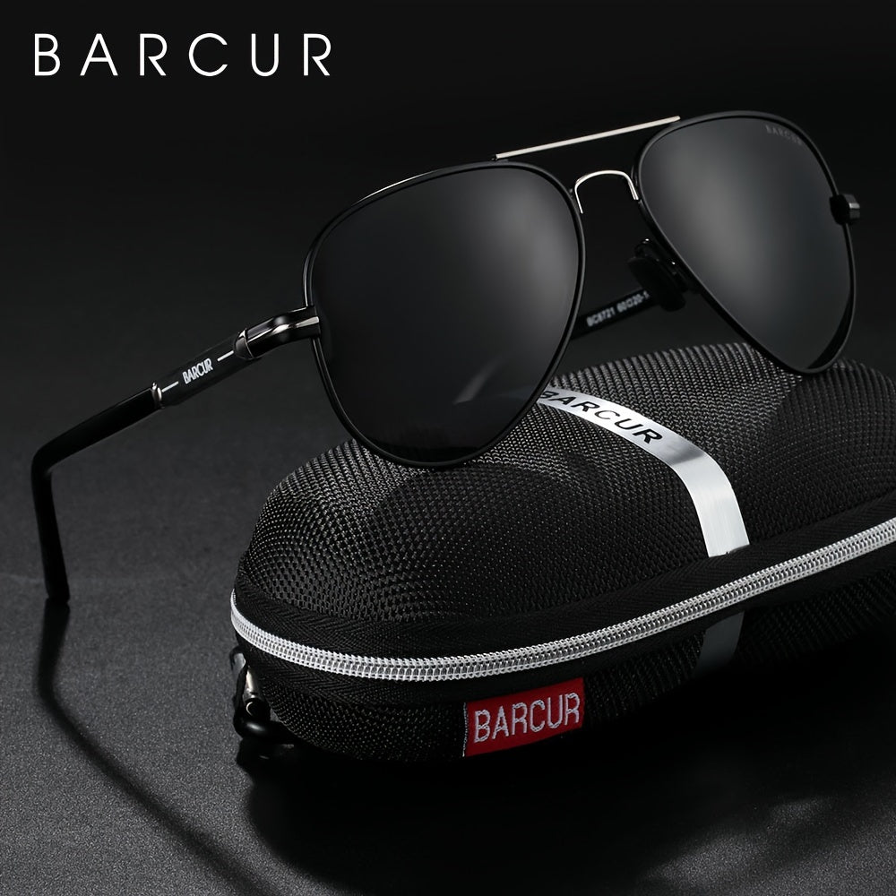 BARCUR Men’s Polarized Pilot Sunglasses Stainless Steel Frame