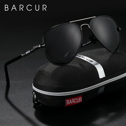 BARCUR Men’s Polarized Pilot Sunglasses Stainless Steel Frame