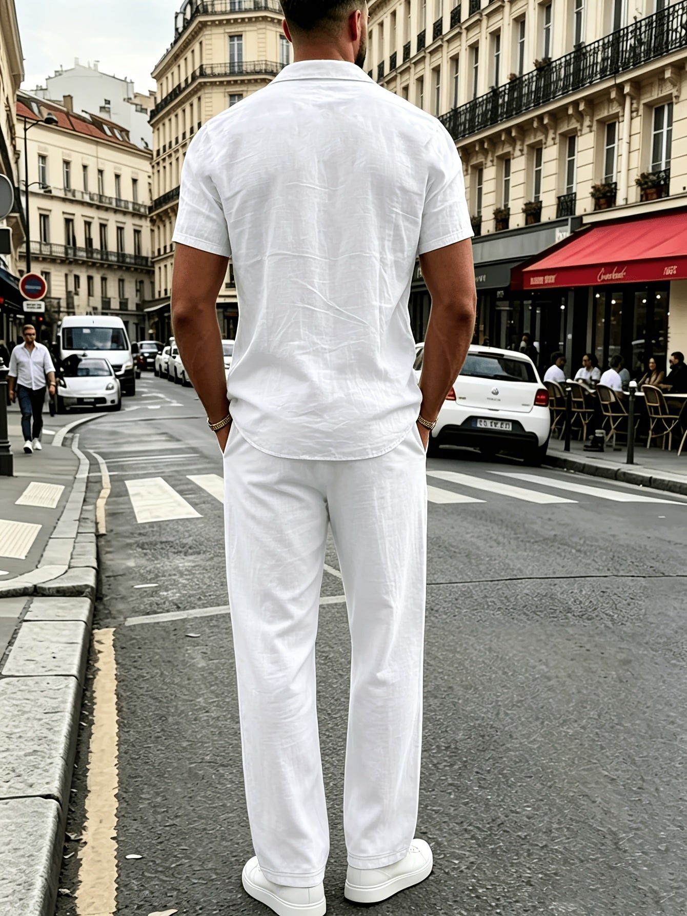 Men's Casual Linen Shirt and Pants Set for Summer Comfort