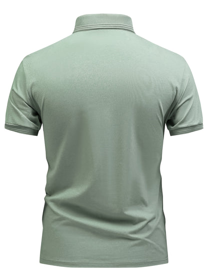Men's Lightweight Cotton Stretch Business Shirt with Lapel Collar