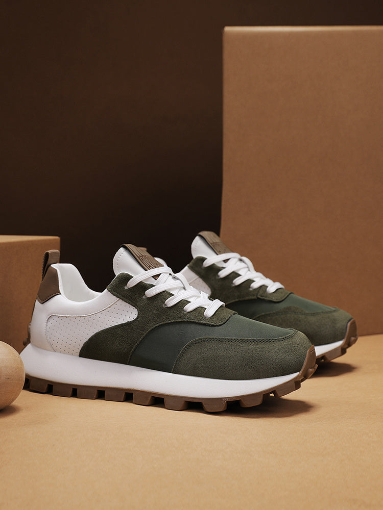 2025 Spring Men'S Breathable Low-Top Sneakers - Thickened Cushioned Rubber Sole, Men'S New Breathable Mesh Platform Dad Shoes Casual Height Increase Sports Shoes