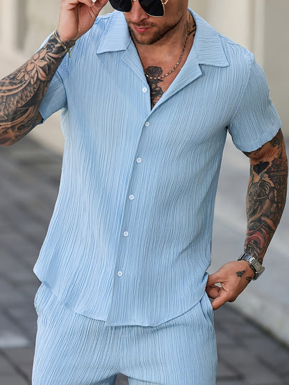 Men's Casual Summer Solid Color Polo Short Sleeve Shirt